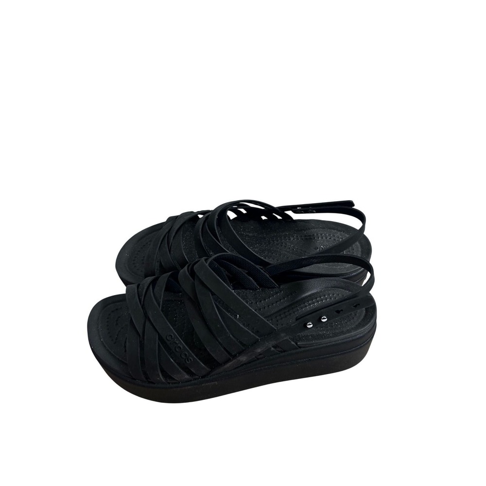 Crocs 7 LiteRide 360 Brooklyn Platform Sandals Black Strappy Women